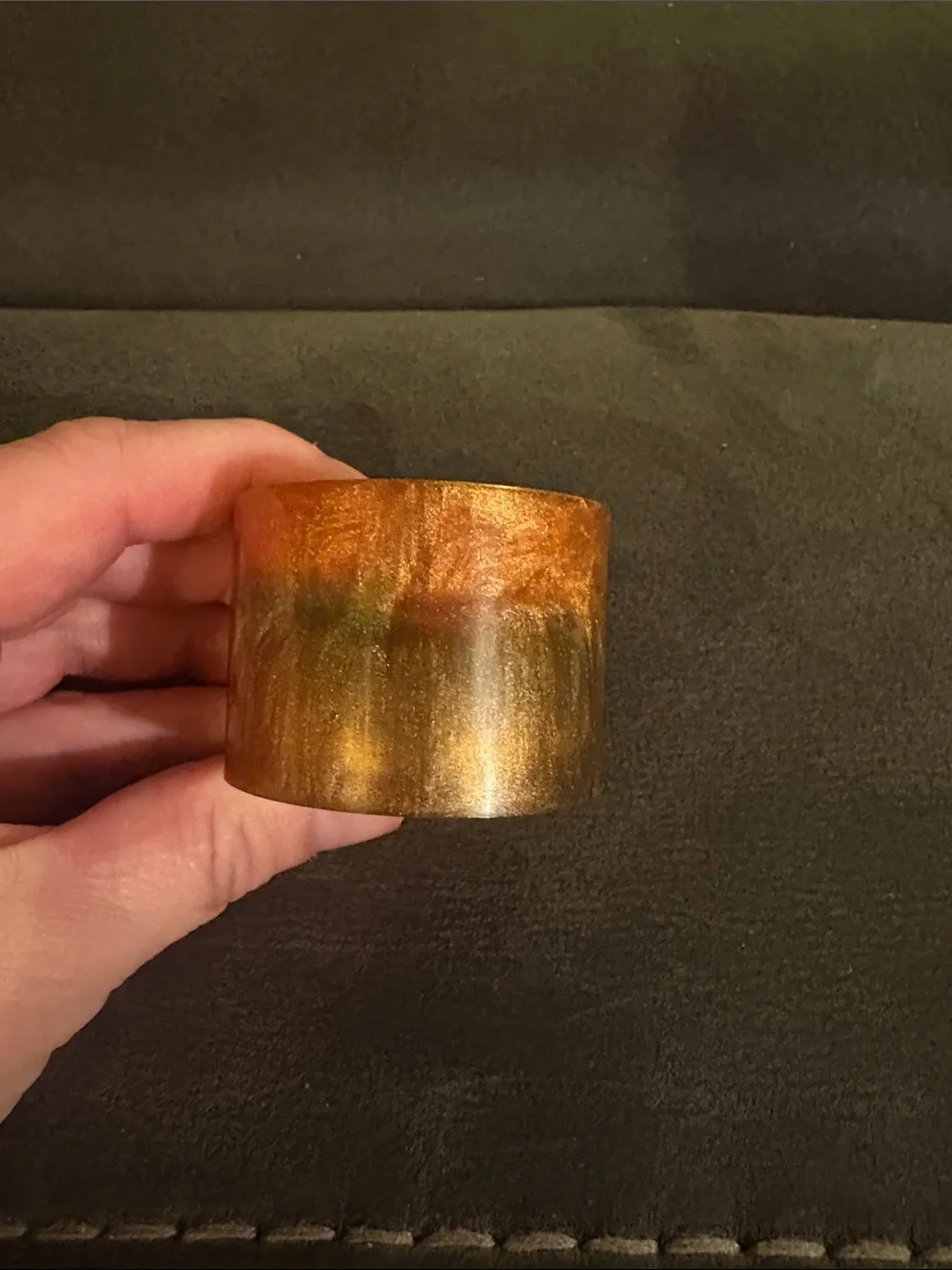 Amber Orange Resin Tea Light Candle Holder